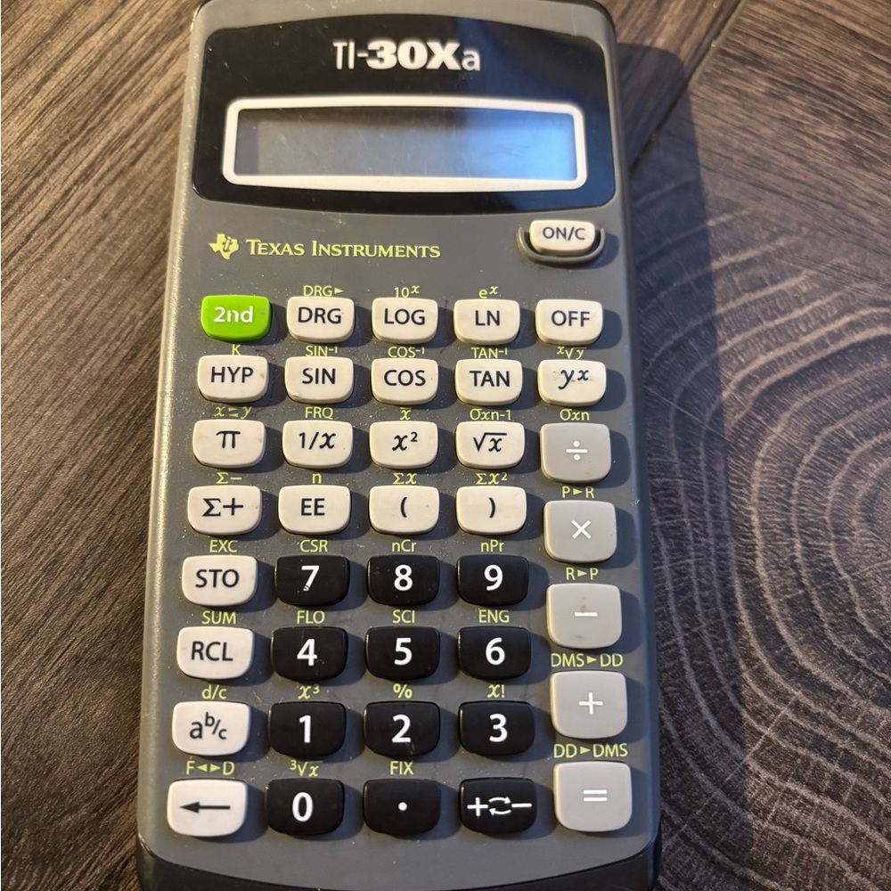 Texas Instruments TI-30Xa Calculator with Black and Gray Design
